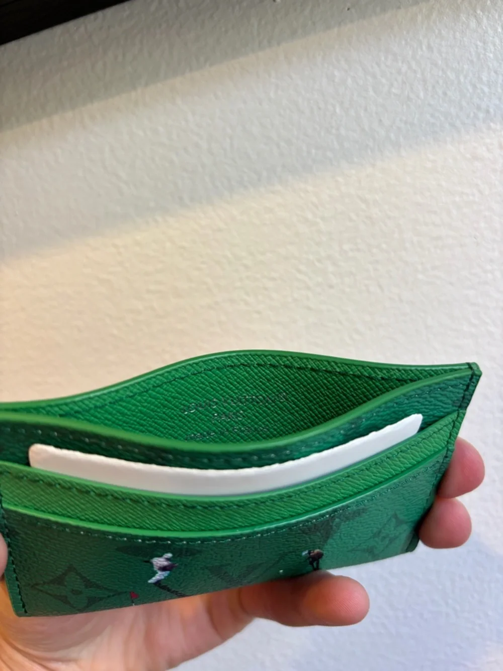 Louis Vuitton golf green  dual cardholder canvas leather BOX SLIGHTLY DENTED